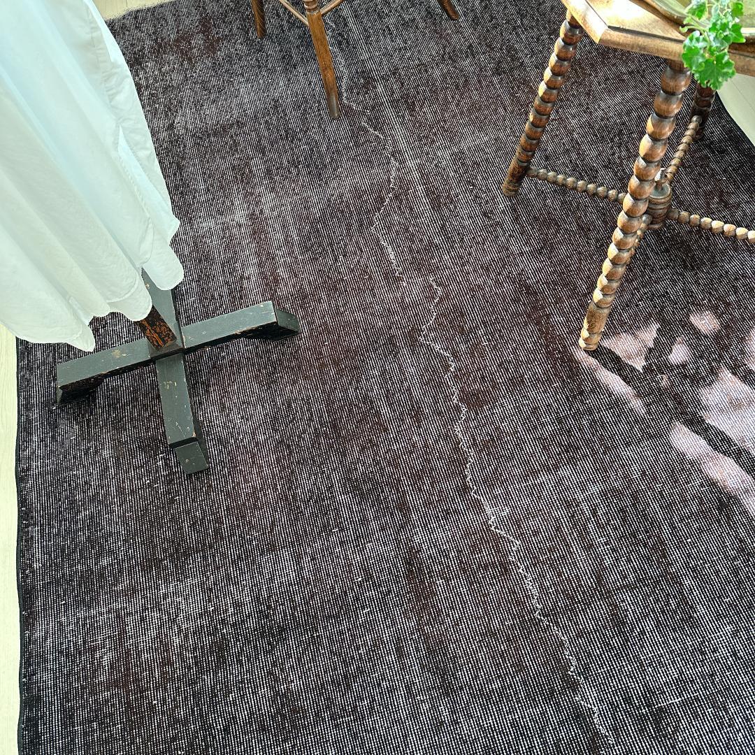 トルコ ヴィンテージラグ989 超大判 レア ダークブラウン オーバーダイラグ