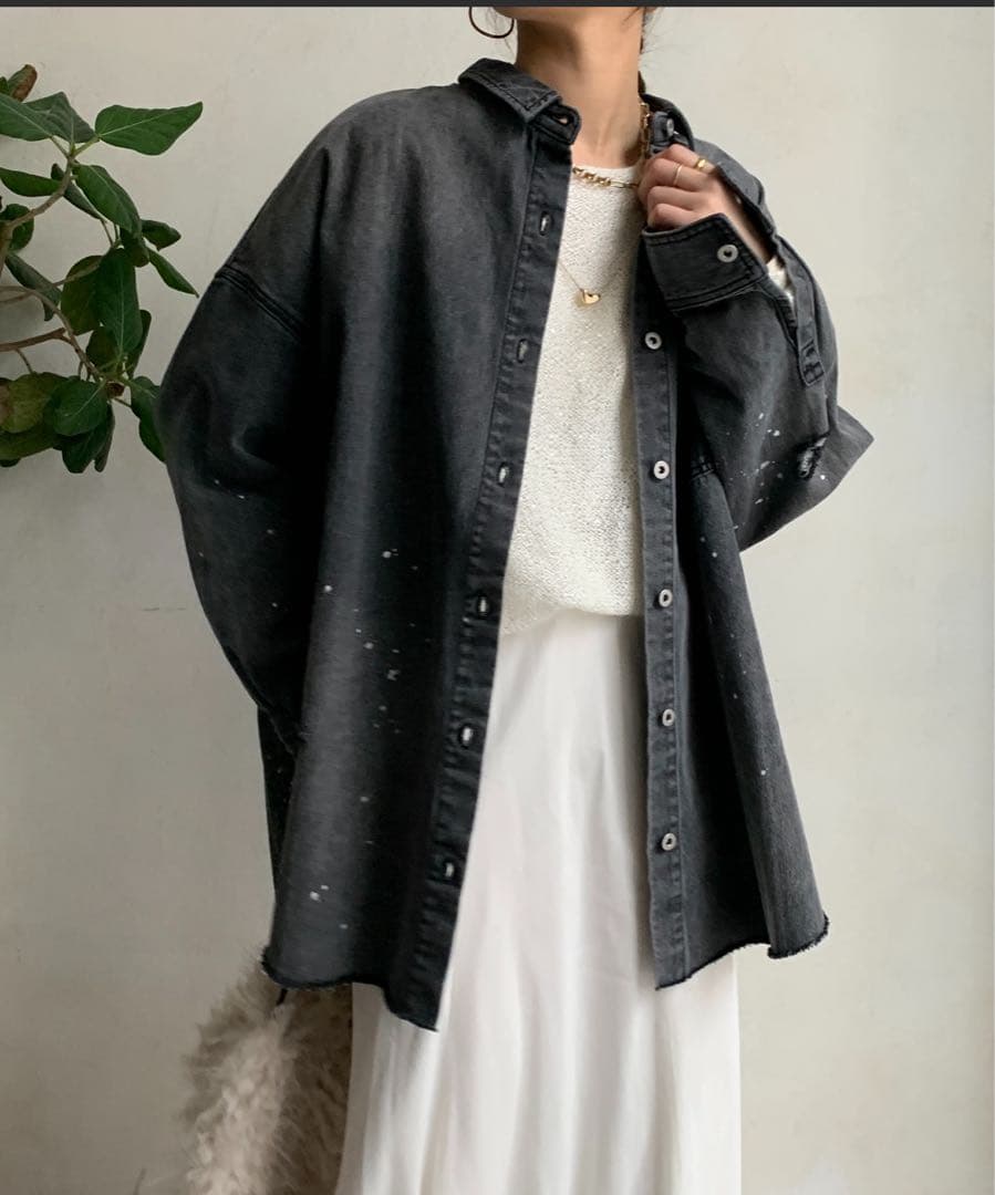 DouDou ダメージデニムシャツ