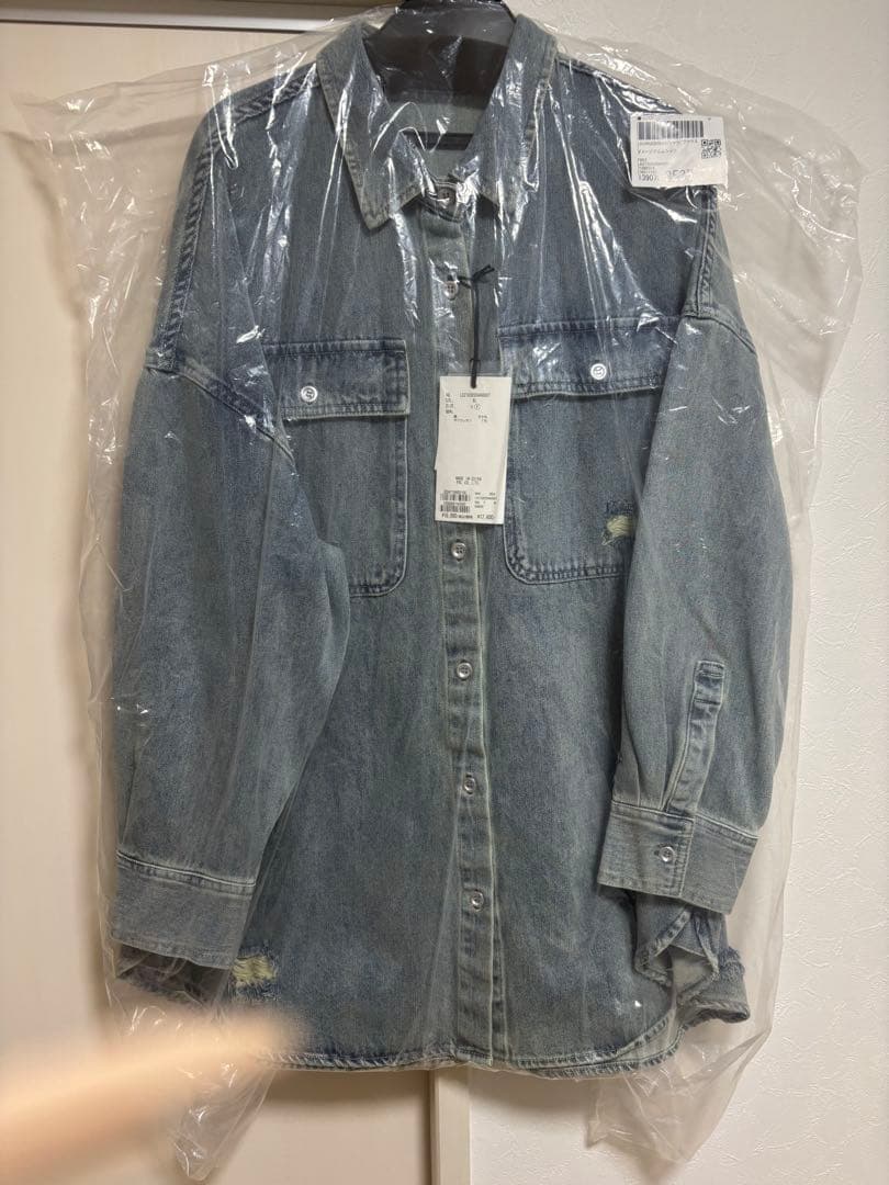 新品未使用タグ付き　ラウンジドレス　2025 9月購入　デニム　ダメージ　シャツ