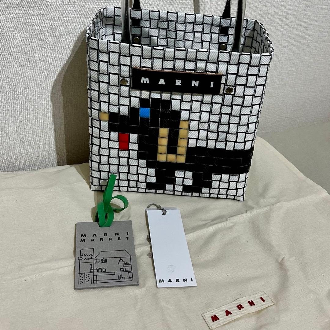 【新品】MARNI MARKET アニマルバスケット ブラックドッグ　カゴバッグ