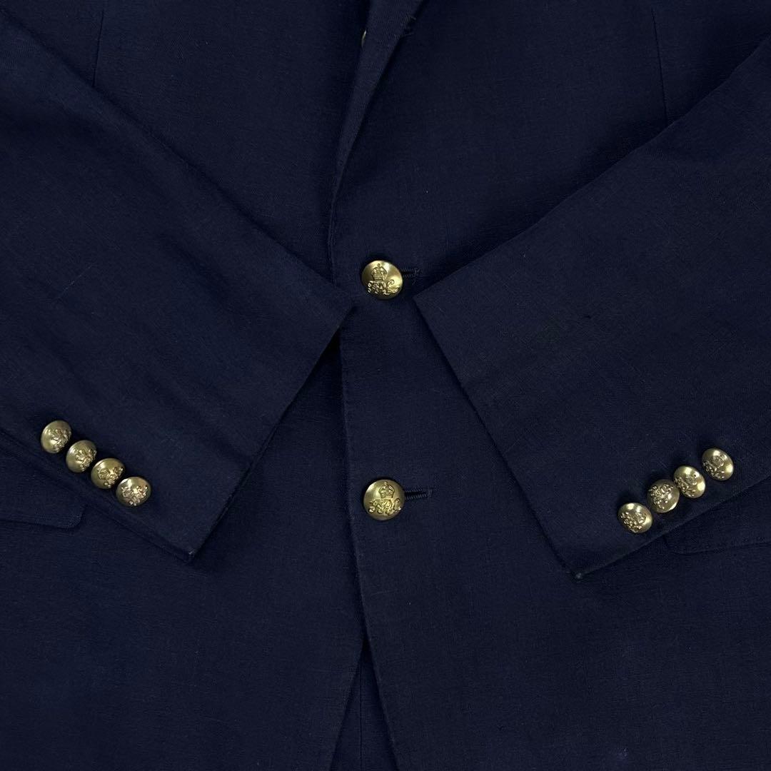 現行 イタリア製 ポロバイラルフローレン ブレザー リネン 紺ブレ 金ボタン