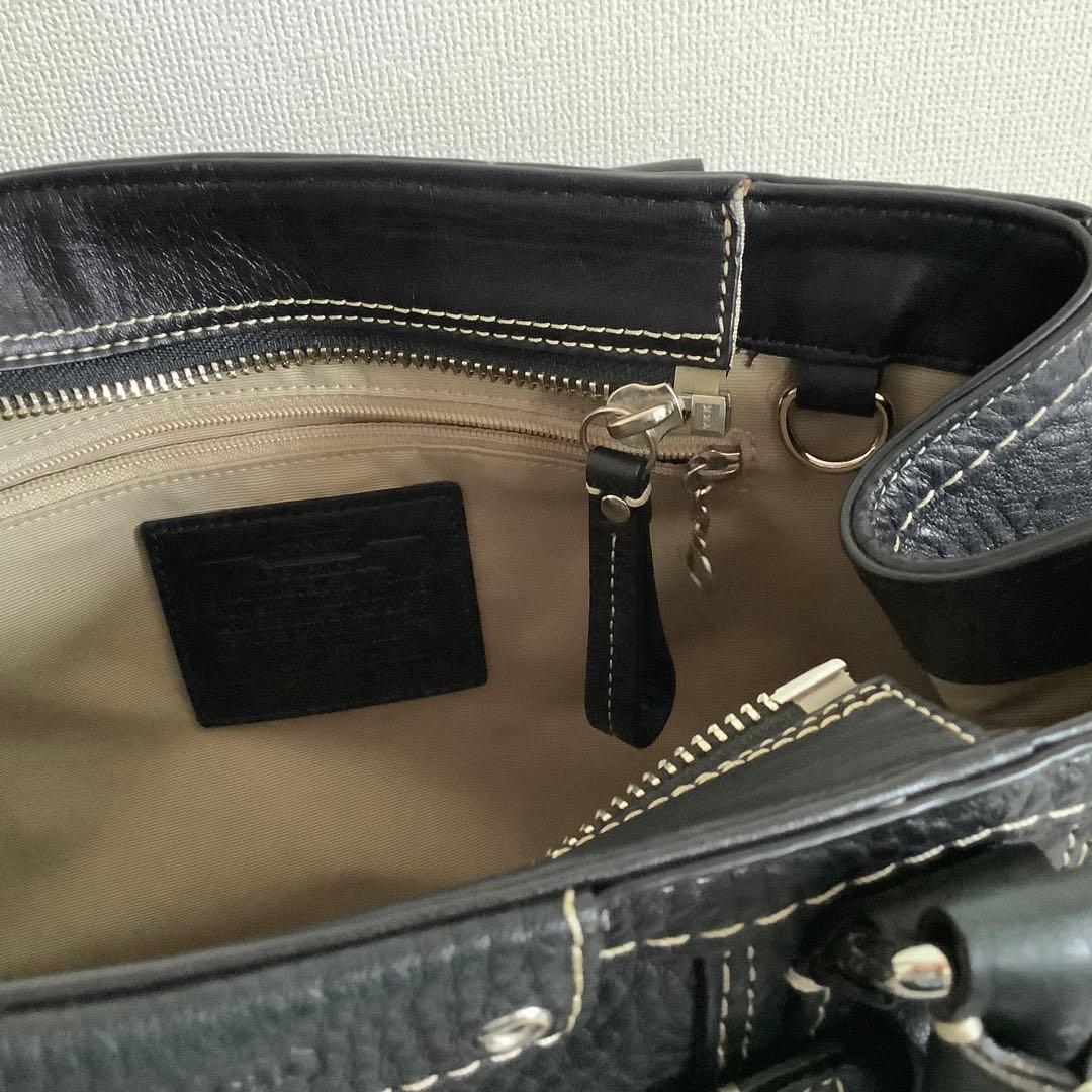 COACH コーチ ブラック レザー ハンドバッグ