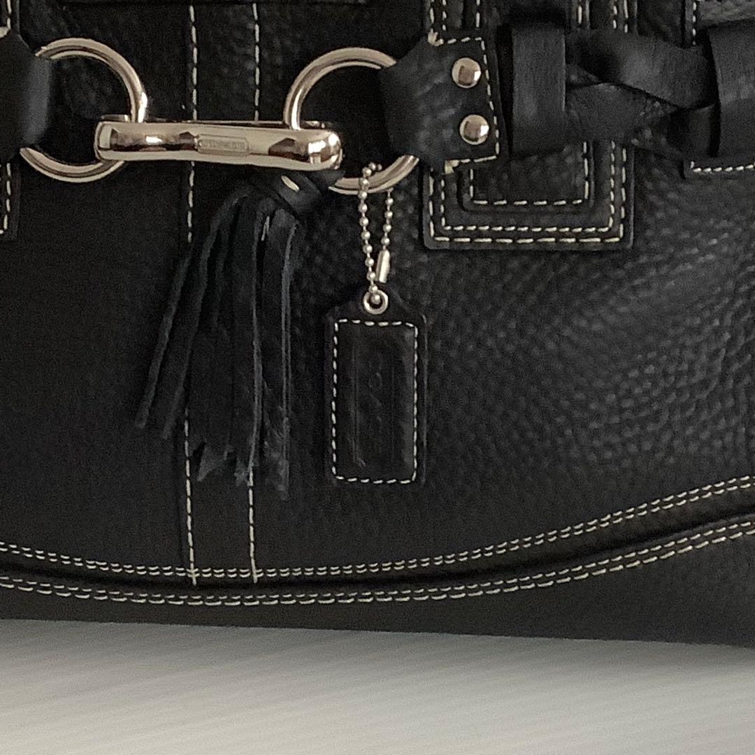 COACH コーチ ブラック レザー ハンドバッグ