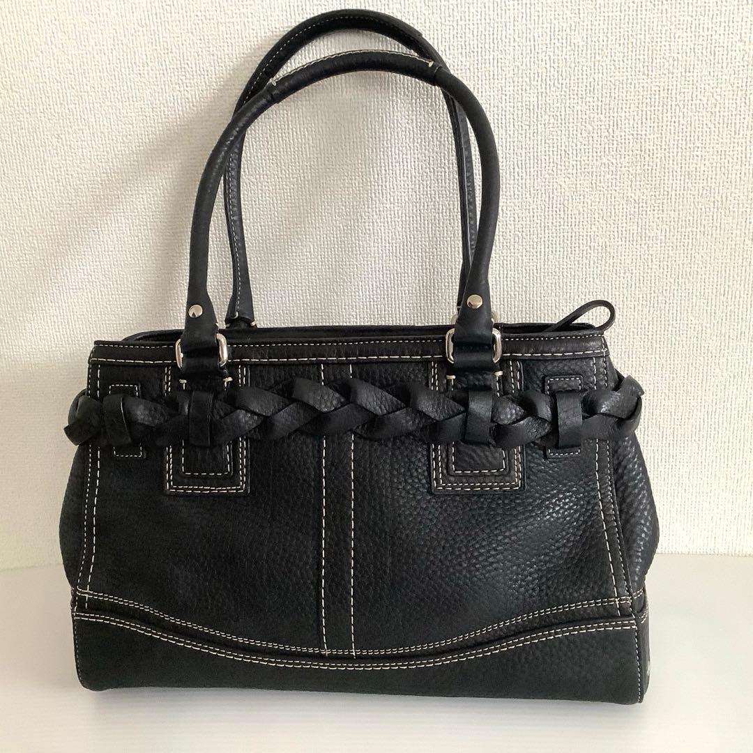 COACH コーチ ブラック レザー ハンドバッグ