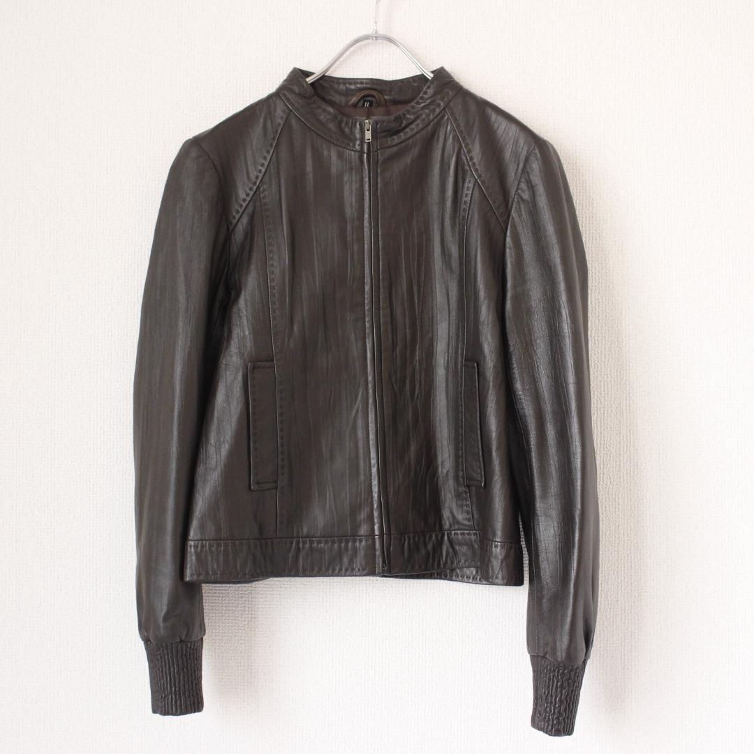 【極美品】BALMAIN シワ加工ラムレザージャケット Lサイズ ブラウン