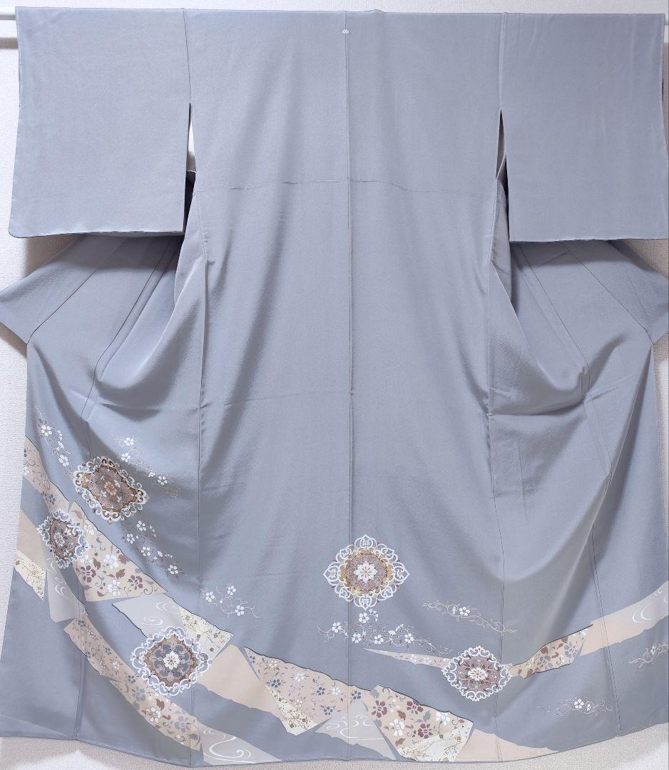 ❰6378❱ フルセット　色留袖 華文 金駒刺繍 一つ紋　袋帯　帯締　正絹　着物