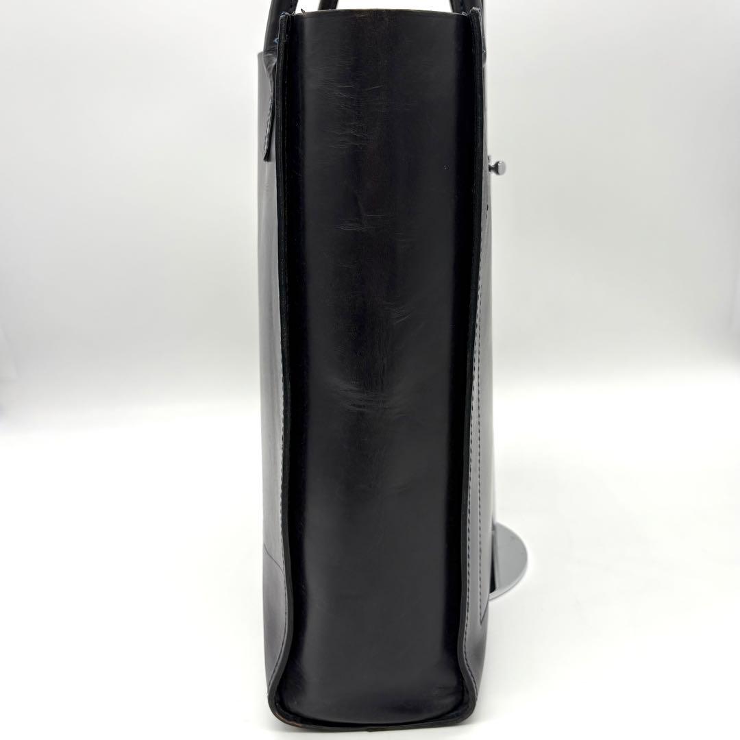 GLEN トートバッグ ビジネスバッグ 型押しロゴ ネイビー レザー