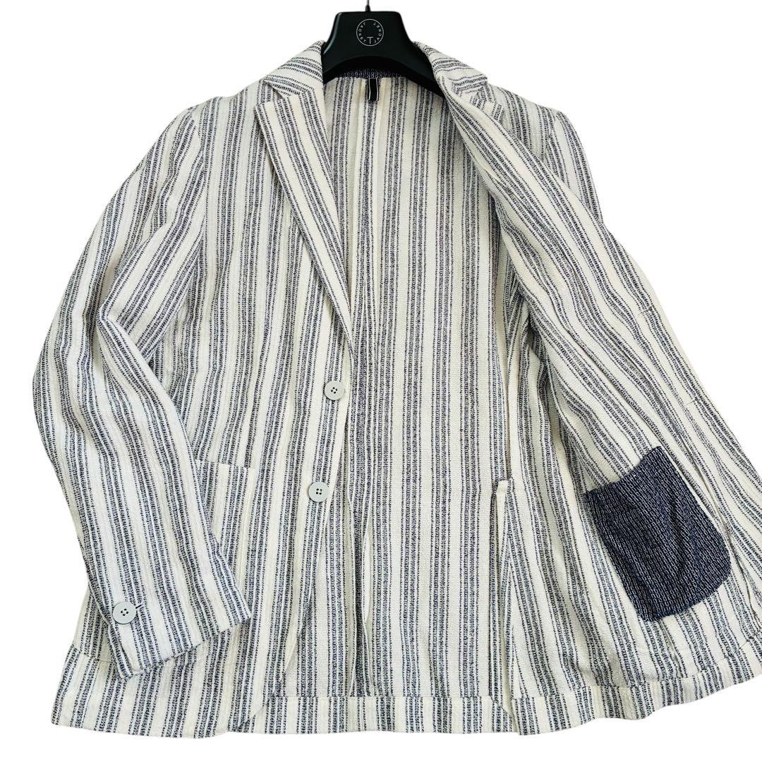 【良品】ルビアム1911 テーラードジャケット ストライプ　リネン混　イタリア製