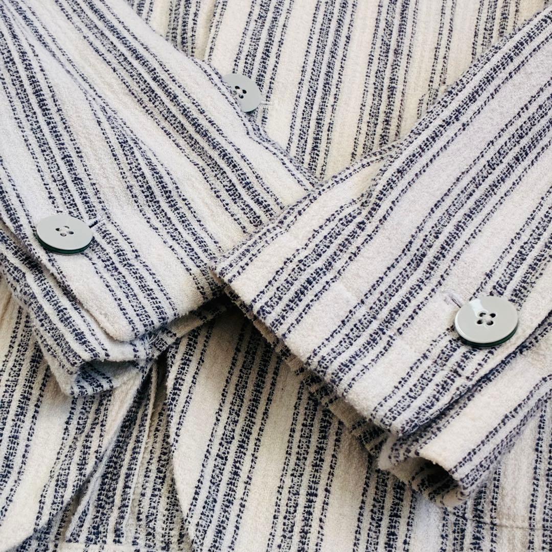 【良品】ルビアム1911 テーラードジャケット ストライプ　リネン混　イタリア製