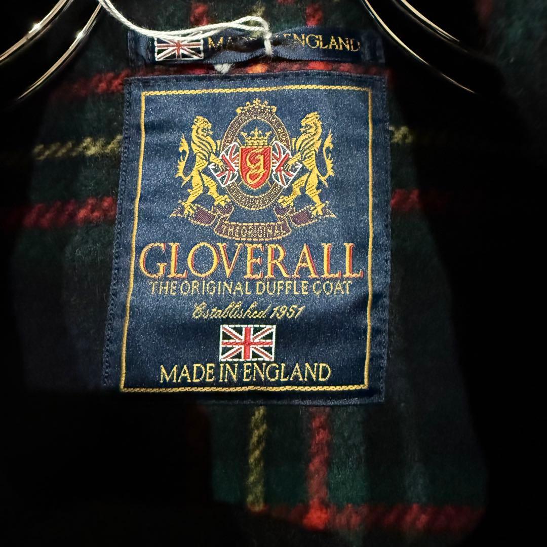 新品/英国製 グローバーオール ダッフルコート 38 チャコール 裏地チェック