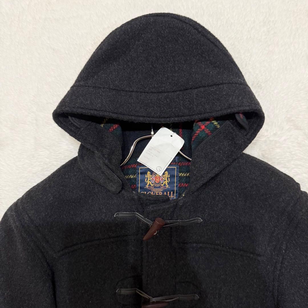新品/英国製 グローバーオール ダッフルコート 38 チャコール 裏地チェック