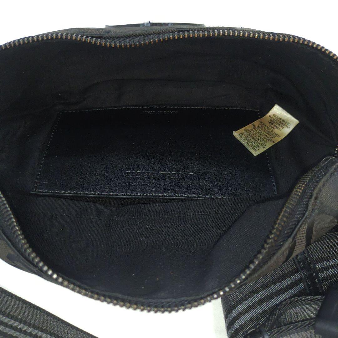 バーバリー ボディバッグ ウエストポーチ レザー×ナイロン TB総柄 黒