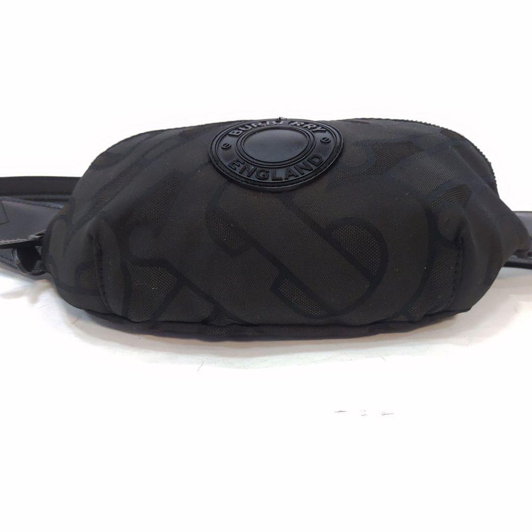 バーバリー ボディバッグ ウエストポーチ レザー×ナイロン TB総柄 黒