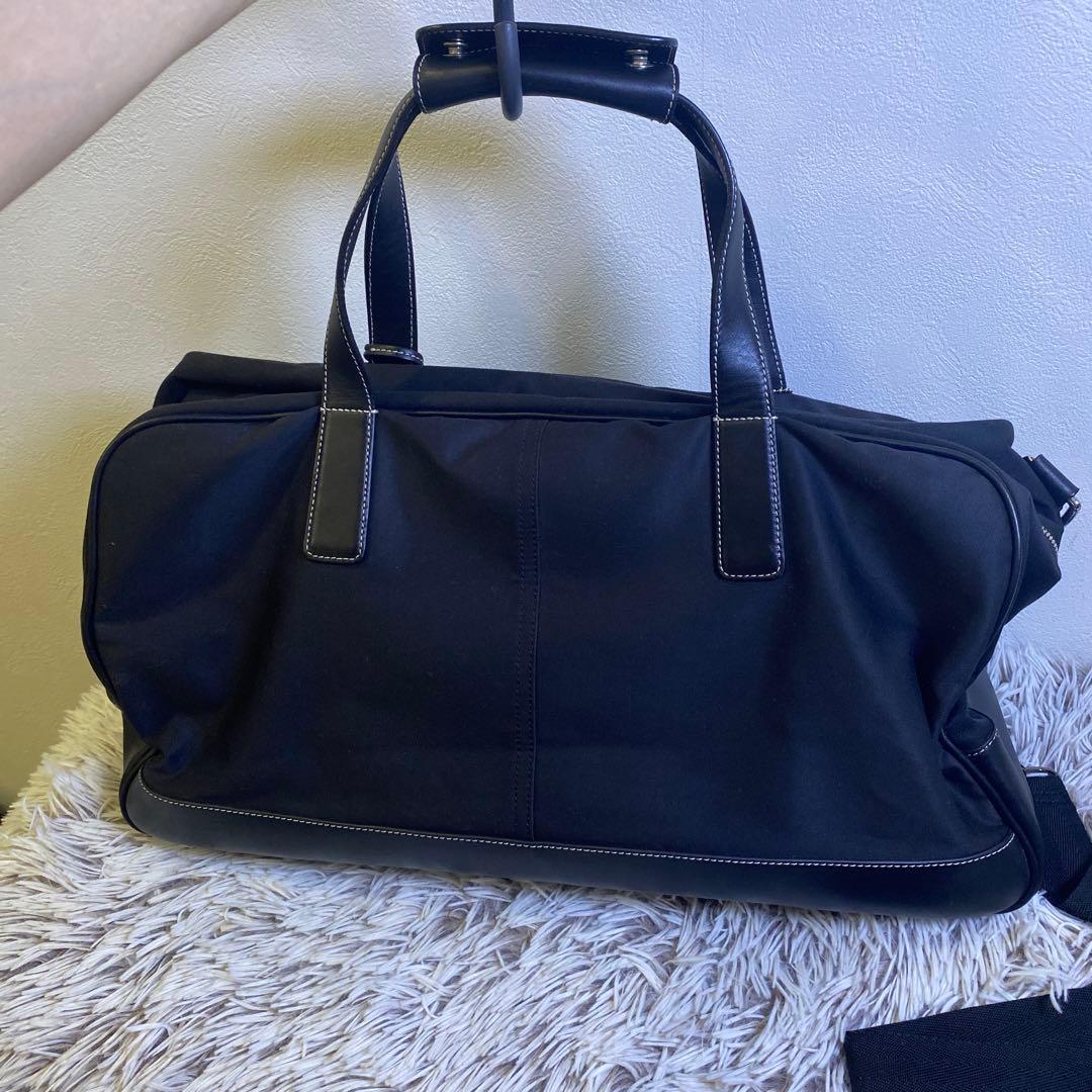 【美品】COACH コーチ　ブラック ボストンバッグ　レザー　ナイロン