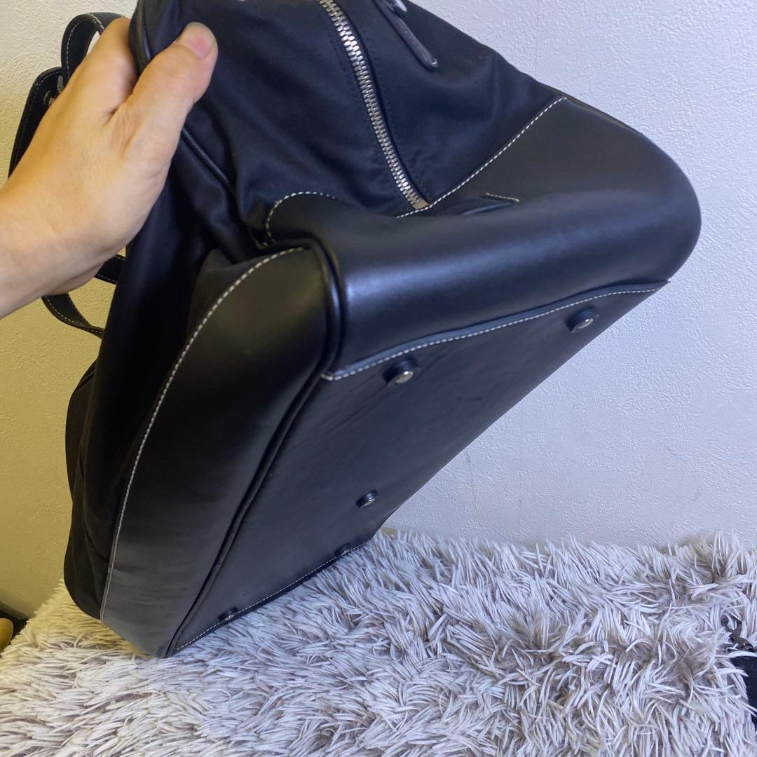 【美品】COACH コーチ　ブラック ボストンバッグ　レザー　ナイロン