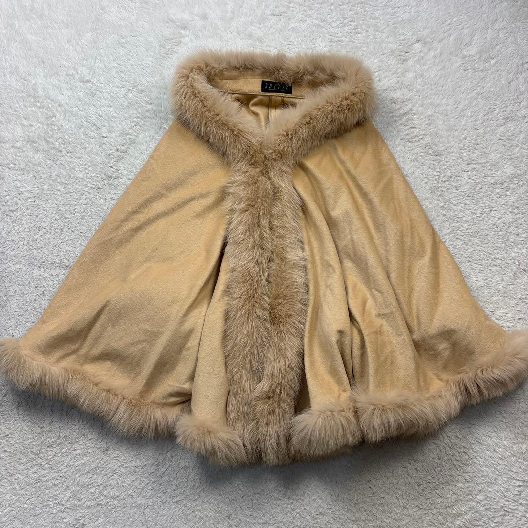 SOLEIL アンゴラ100% ケープコート シャドーフォックスファー