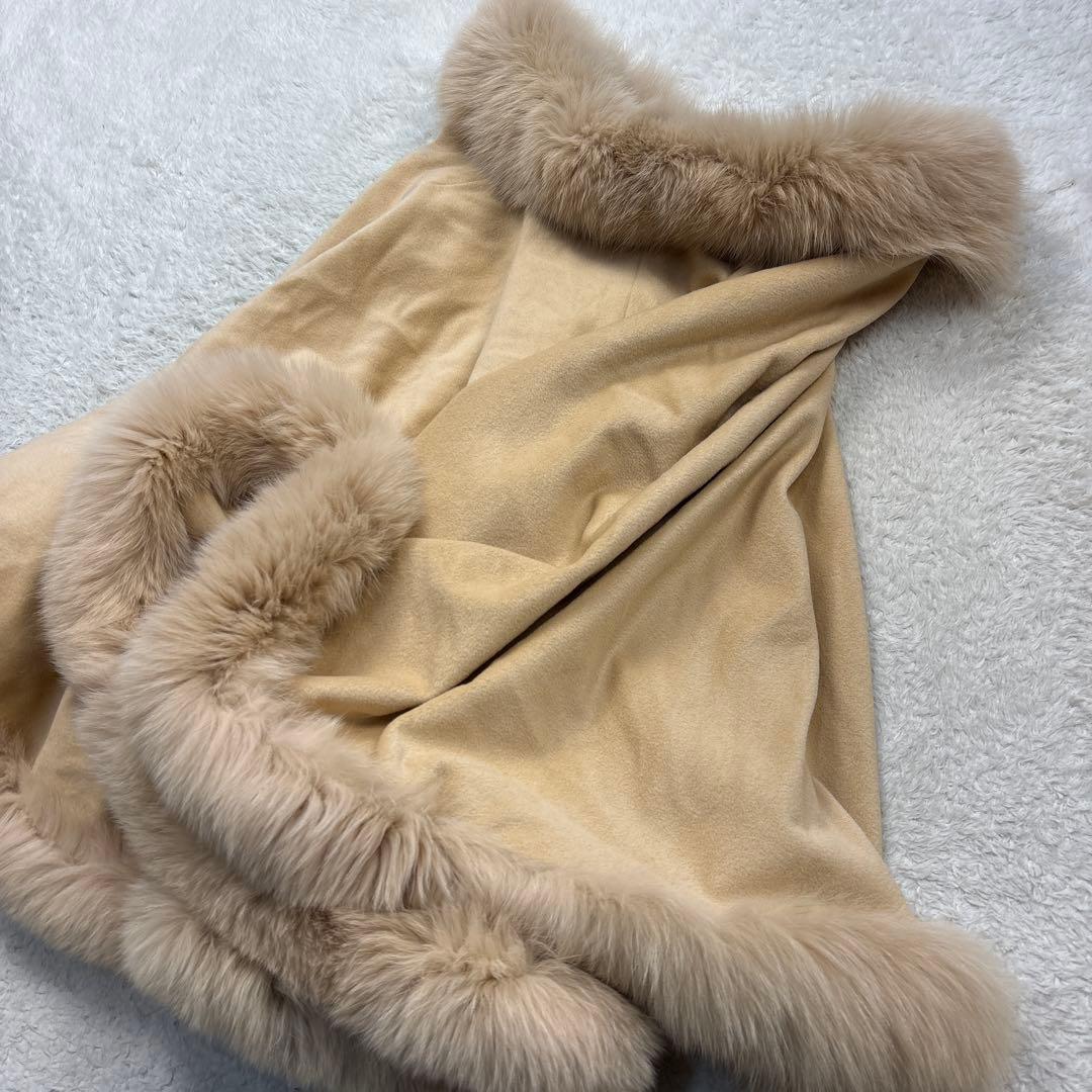 SOLEIL アンゴラ100% ケープコート シャドーフォックスファー