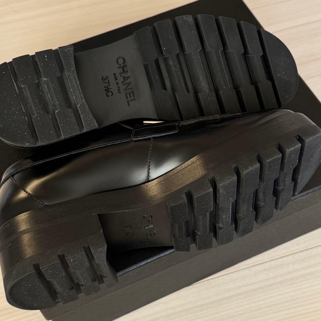 【CHANEL】ブラック ローファー シルバー金具★37.5