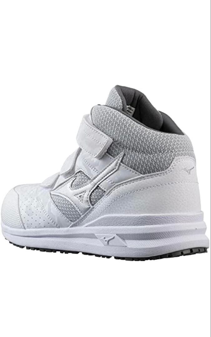 ミズノ　ハイカット安全靴 ホワイト／シルバー 25cm