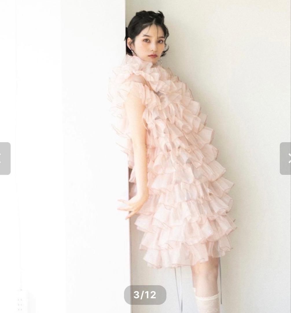 フリルワンピース パーティードレス ピンク