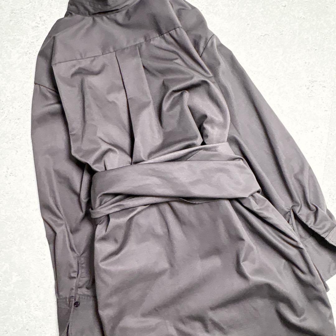 アニュアンス 洗える✨️ラップストレートシャツワンピース ダークブラウン