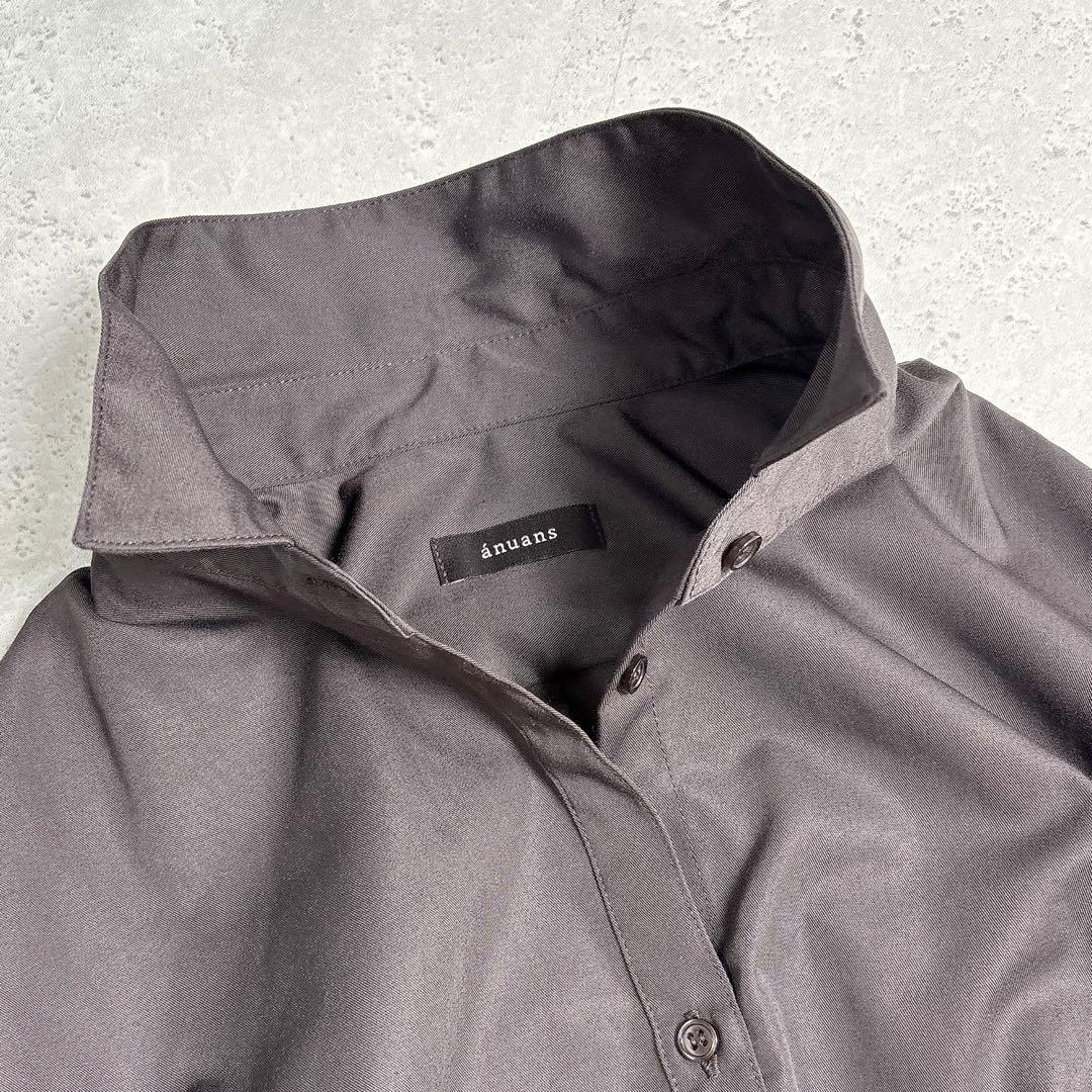 アニュアンス 洗える✨️ラップストレートシャツワンピース ダークブラウン