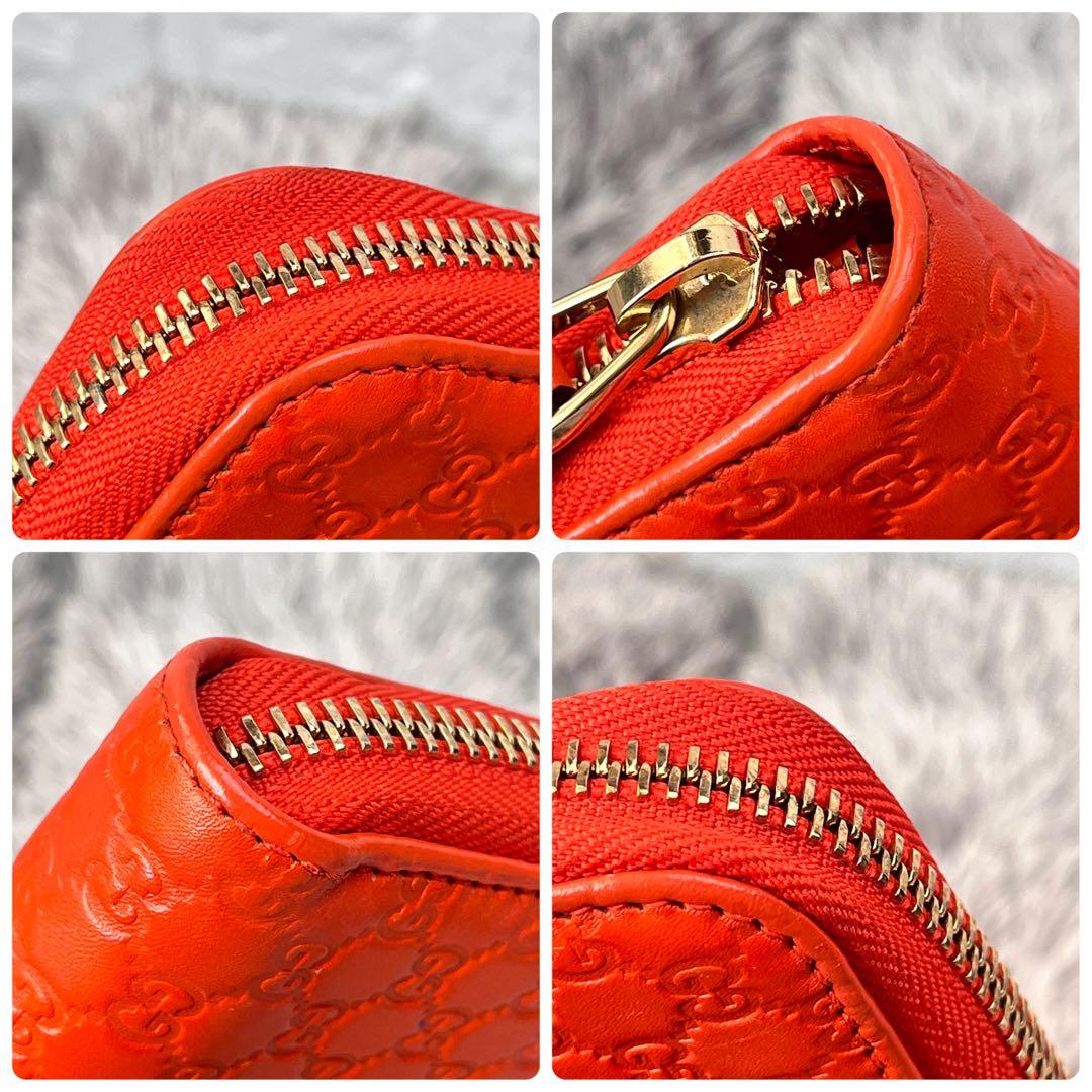 極美品✨GUCCI マイクロシマ　ラウンドファスナー　オレンジ　長財布