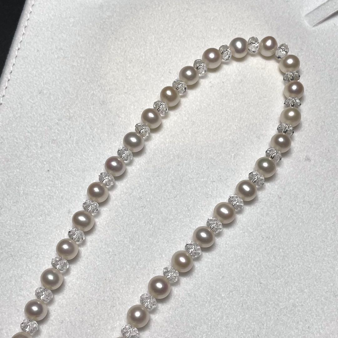 【テリ最強 】パールネックレス 長さ調節可SILVER7.1-7.5mm ロング