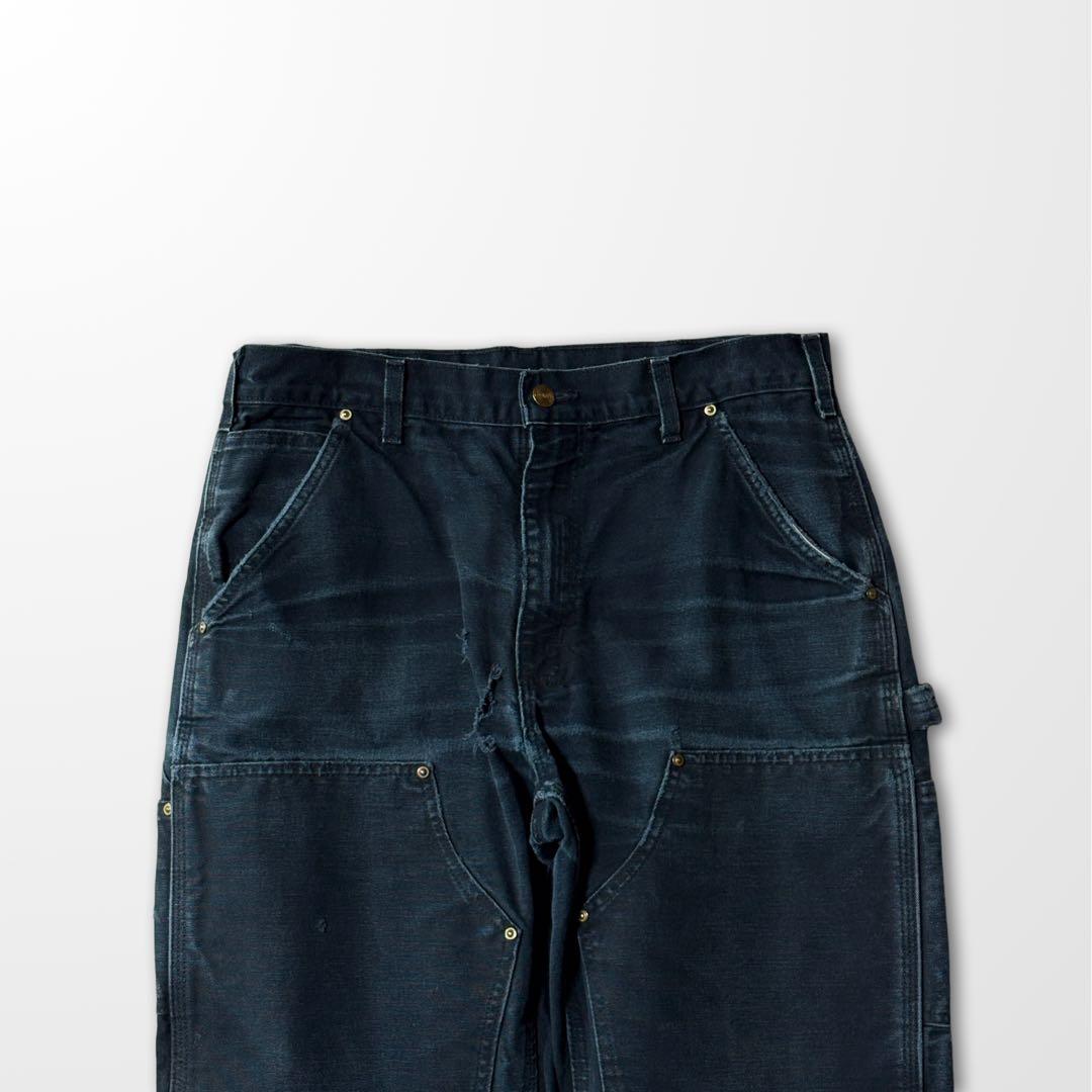 カーハート　ダブルニー デニムパンツ USA製 33 30 ブラック　フェード