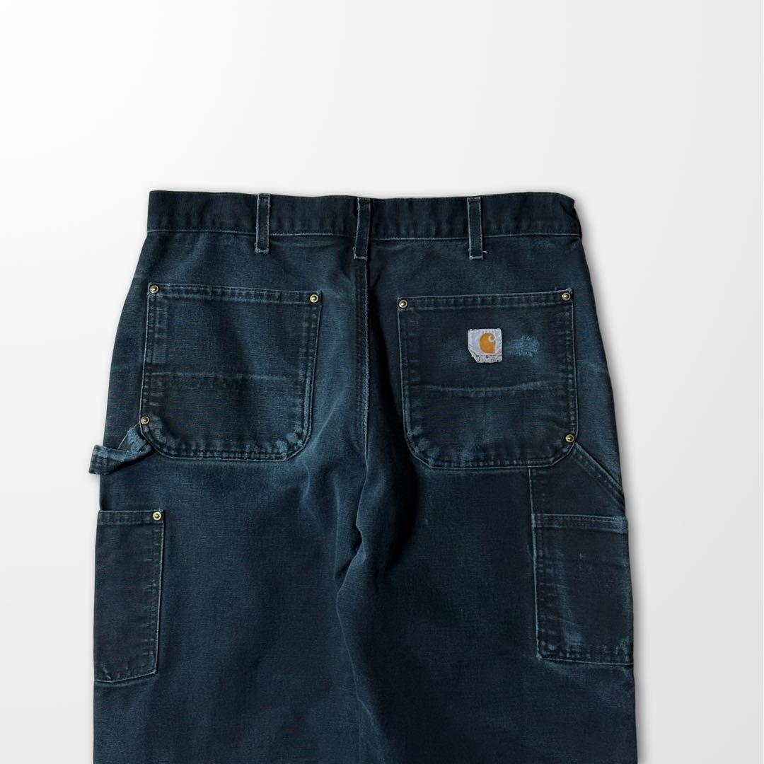 カーハート　ダブルニー デニムパンツ USA製 33 30 ブラック　フェード
