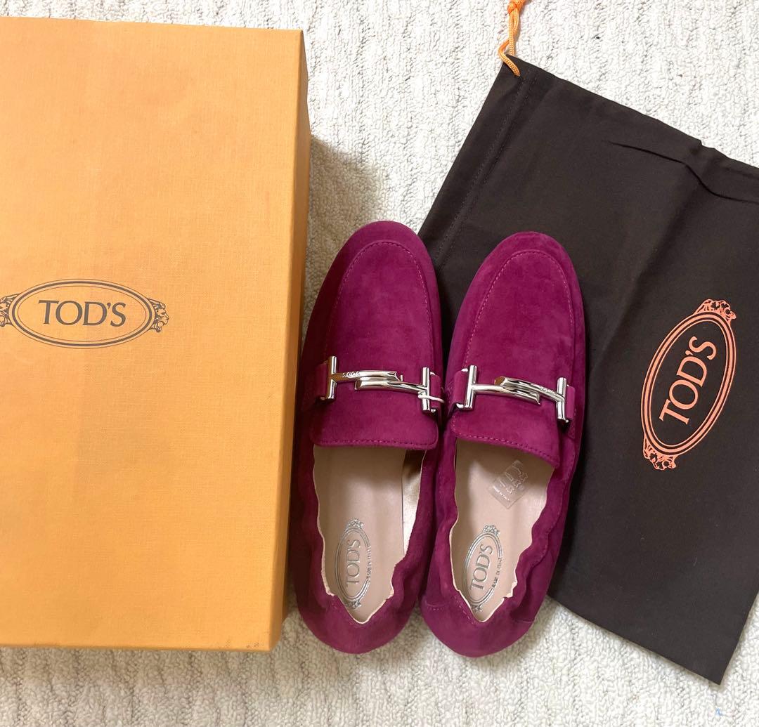 ぷりん様⭐︎TOD'S ピンク　パープル　スエード モカシン　ローファー