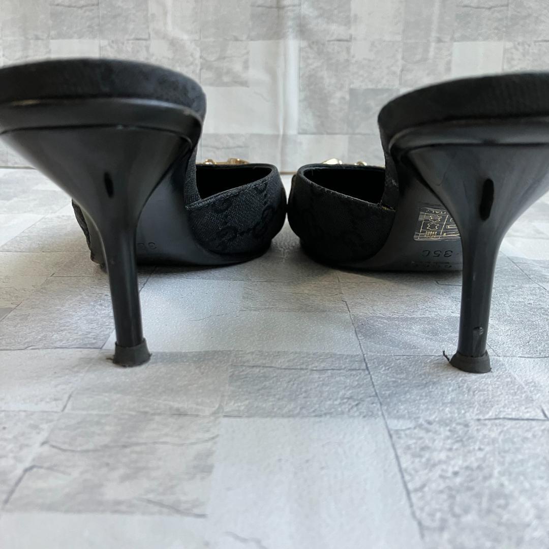 GUCCI ミュール ヒール ホースビット GG柄 ポインテッドトゥ