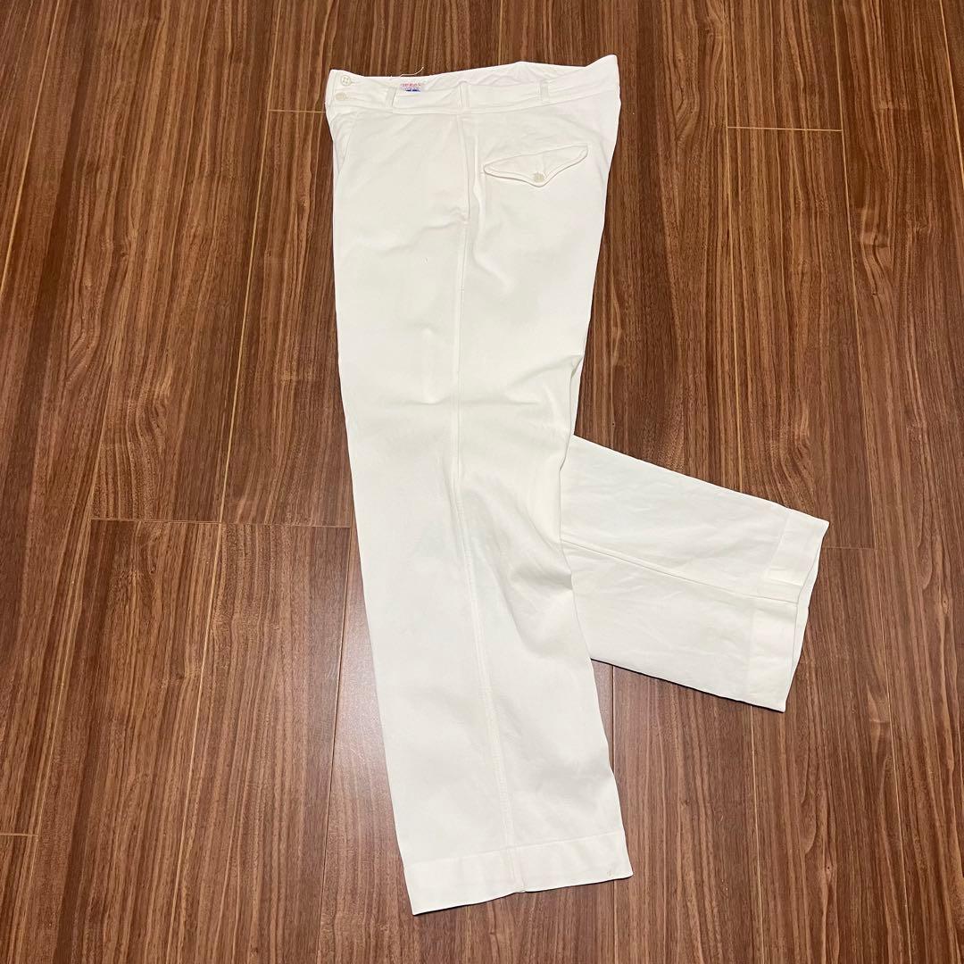 ビンテージ40s白チノパン古着メンズレディースokセーラーパンツM軍物アメリカ軍