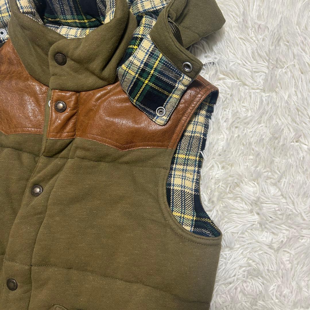 ポロバイラルフローレン　ベスト　レザー　本革　ヨーク　チェック　M