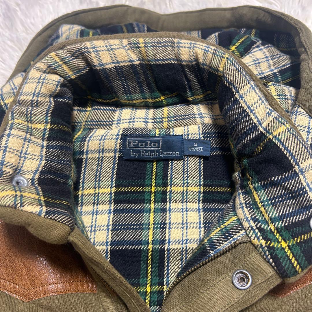 ポロバイラルフローレン　ベスト　レザー　本革　ヨーク　チェック　M
