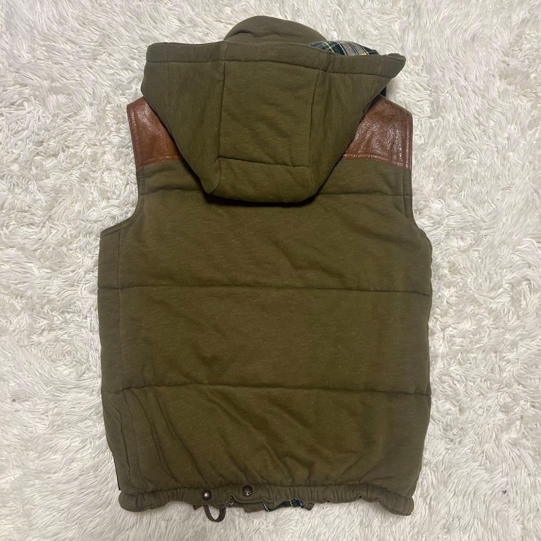 ポロバイラルフローレン　ベスト　レザー　本革　ヨーク　チェック　M