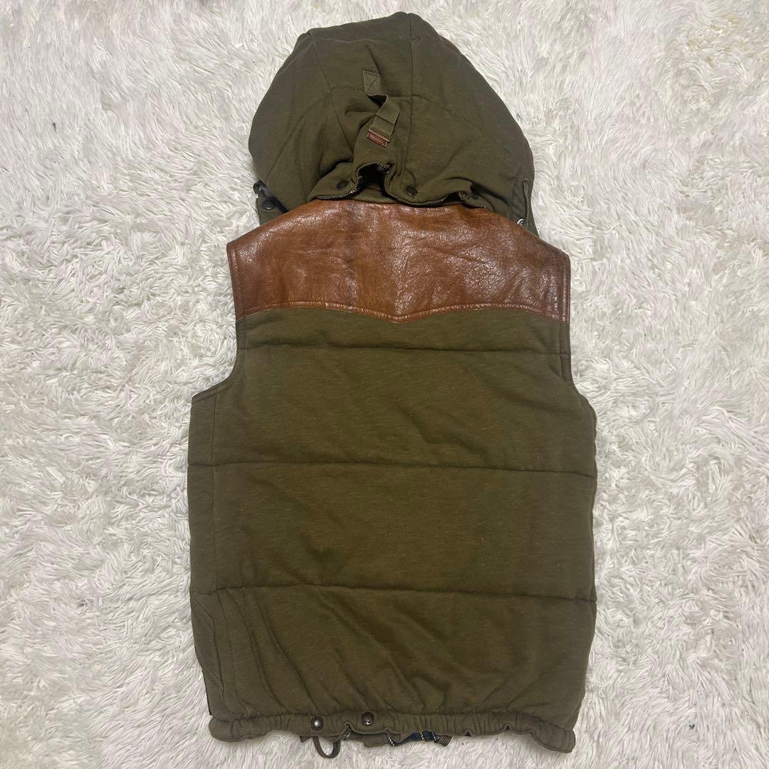 ポロバイラルフローレン　ベスト　レザー　本革　ヨーク　チェック　M