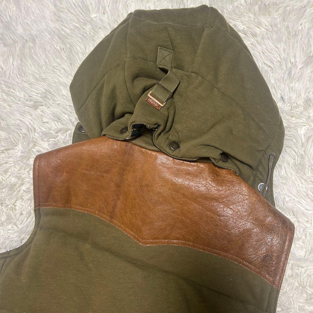 ポロバイラルフローレン　ベスト　レザー　本革　ヨーク　チェック　M