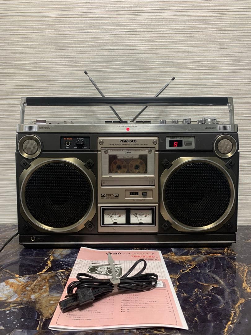動作品HITACHI PERDISCO 日立 ラジカセ TRK-8180ラジオ