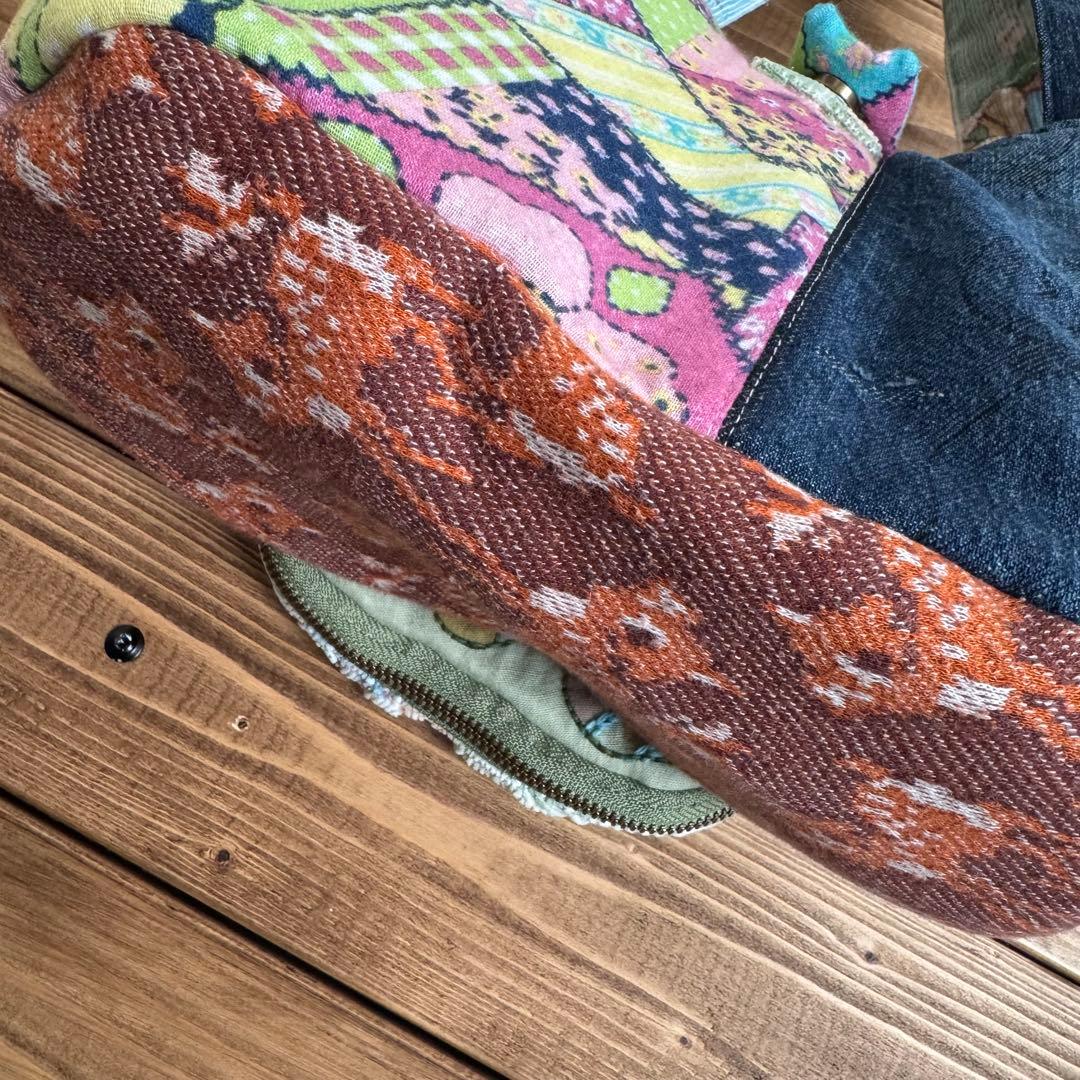 ハンドメイド デニムリメイク バッグ レトロアニマル ポーチ付き 2way 51