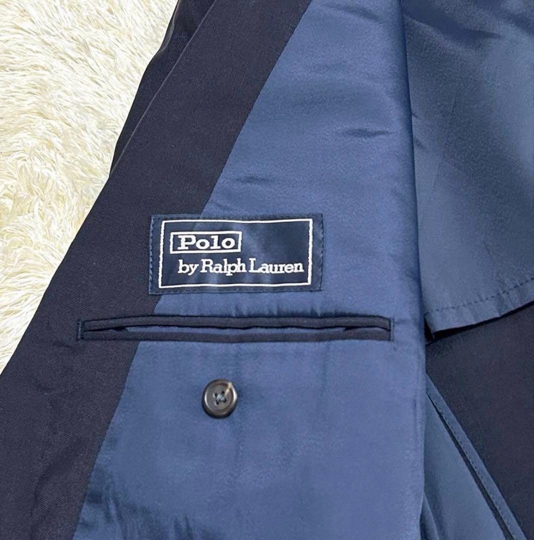 ポロ ラルフローレン 紺ブレザー ダブルジャケット 金ボタン L相当