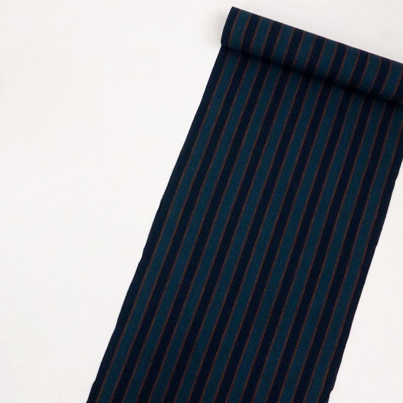 《反物■小千谷綿麻ちぢみ■本藍染■小紋◆シンプル縞模様◆夏着物◆反24-75》