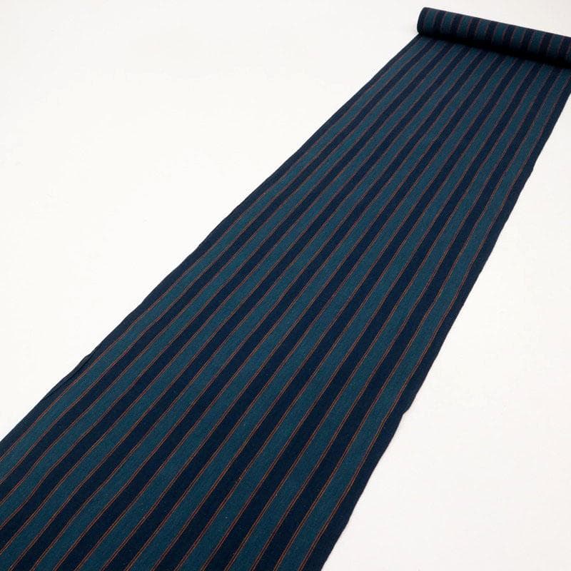 《反物■小千谷綿麻ちぢみ■本藍染■小紋◆シンプル縞模様◆夏着物◆反24-75》