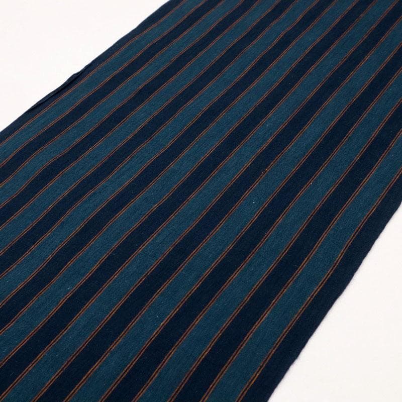 《反物■小千谷綿麻ちぢみ■本藍染■小紋◆シンプル縞模様◆夏着物◆反24-75》