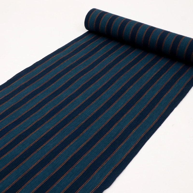 《反物■小千谷綿麻ちぢみ■本藍染■小紋◆シンプル縞模様◆夏着物◆反24-75》