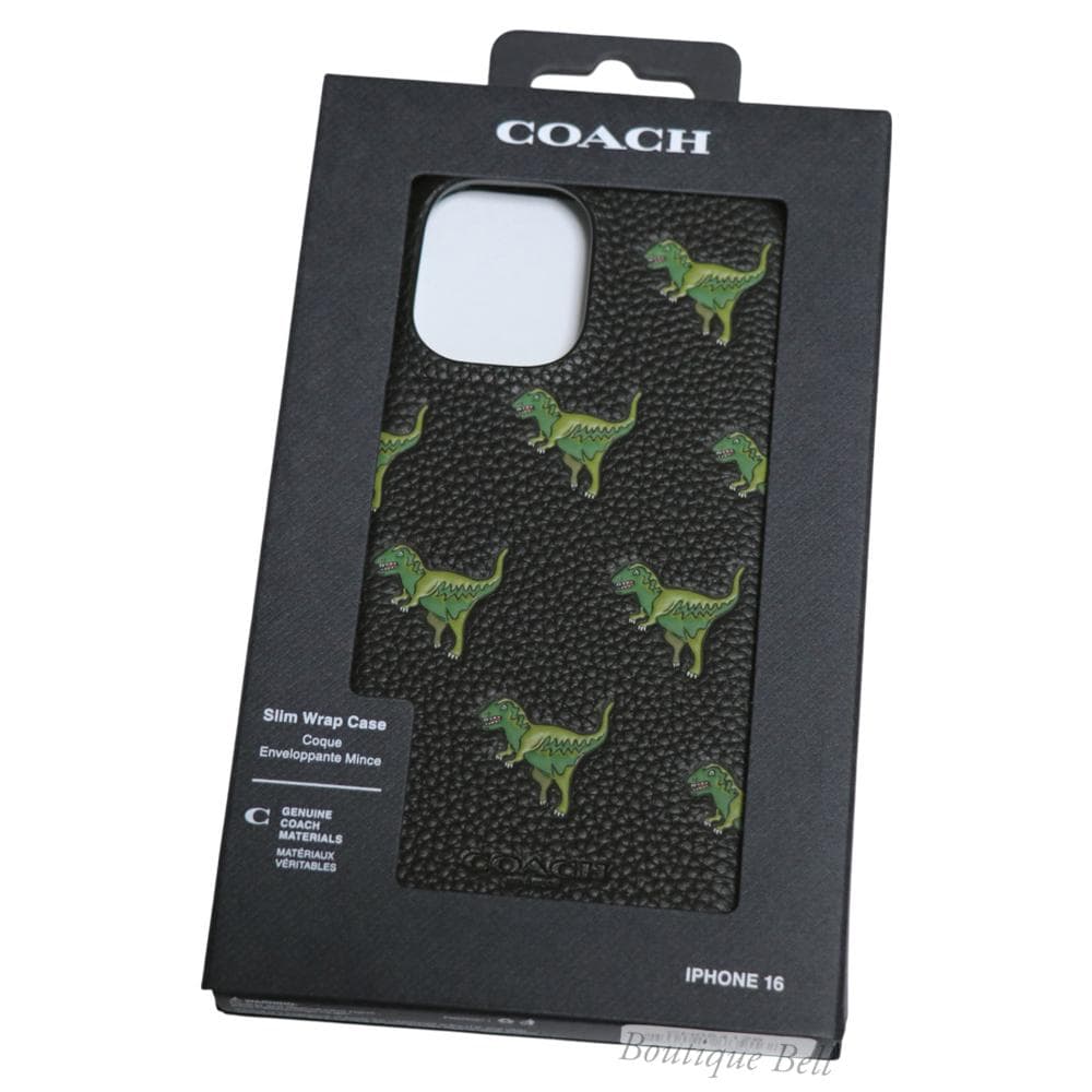 【コーチ】レキシー 恐竜 レザー iPhone16ケース ブラックマルチ