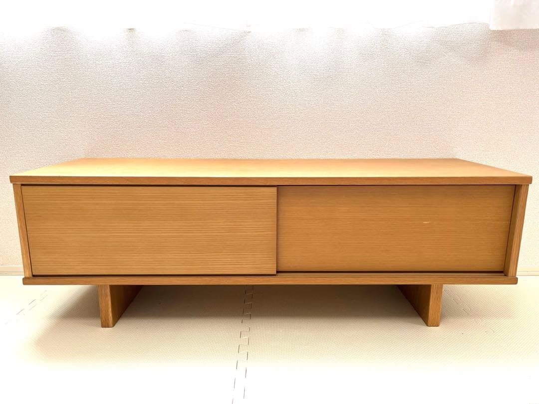 無印良品　オーク材　AVラック　薄型　引戸 110cm