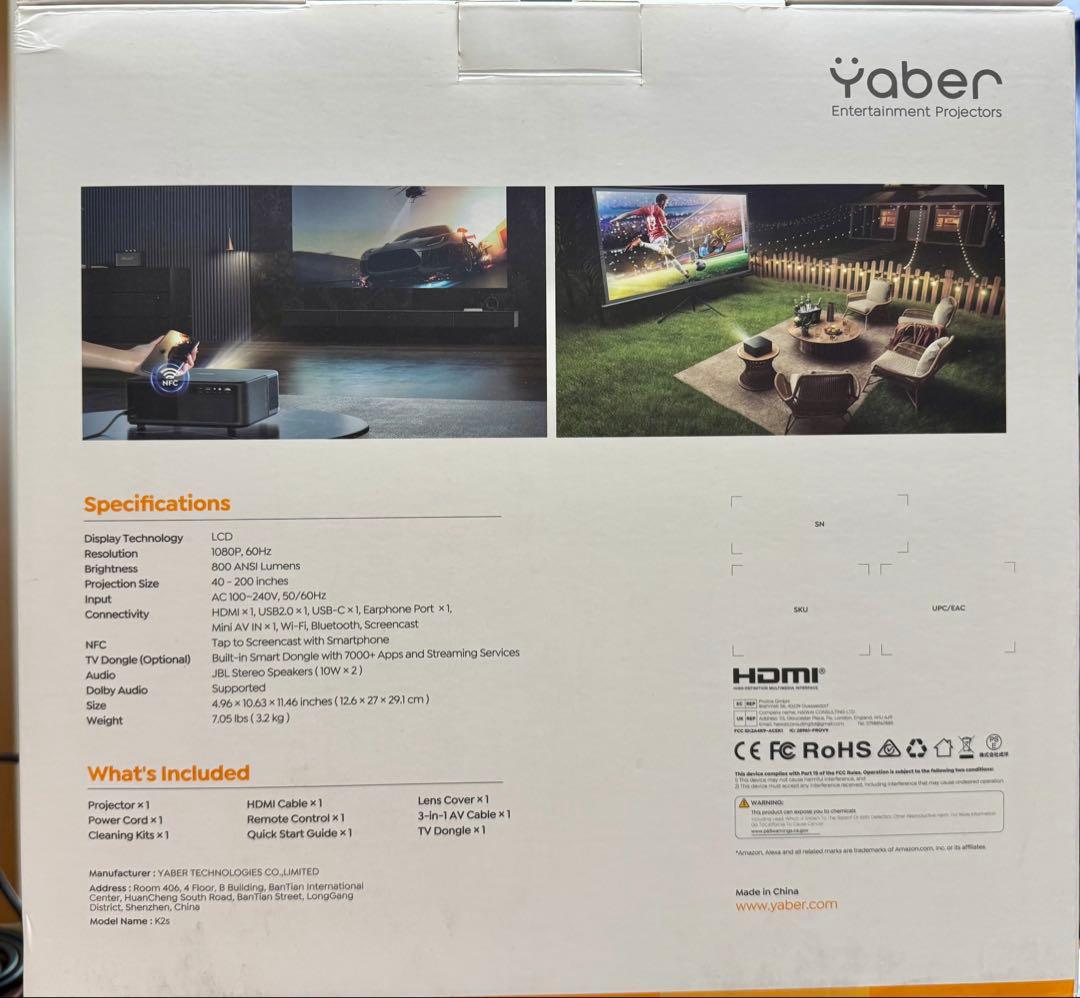 Yaber Smart Projector K2s 本体