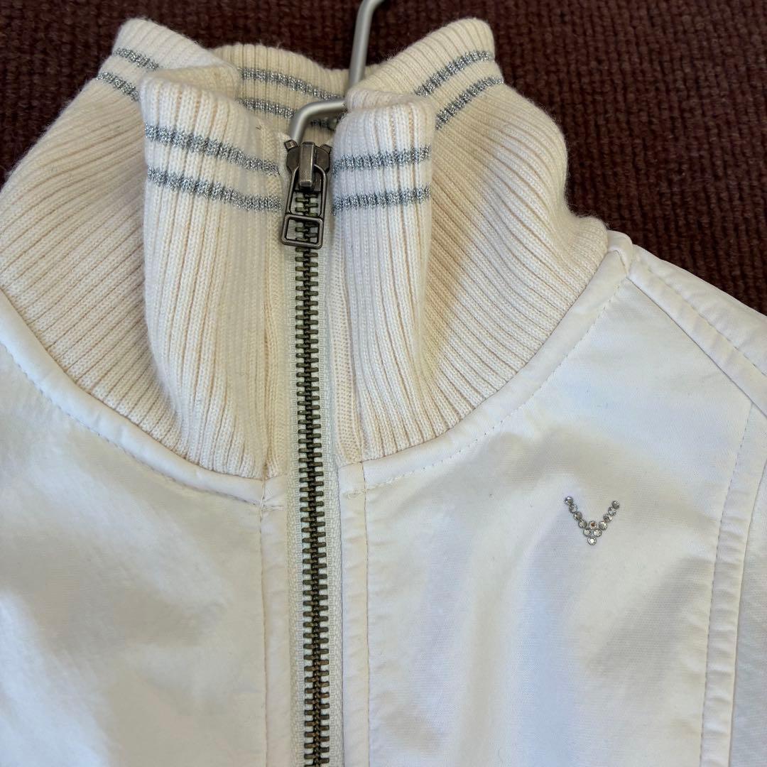 キャロウェイ ダウン切り替え ジップワンピース コート ホワイト M