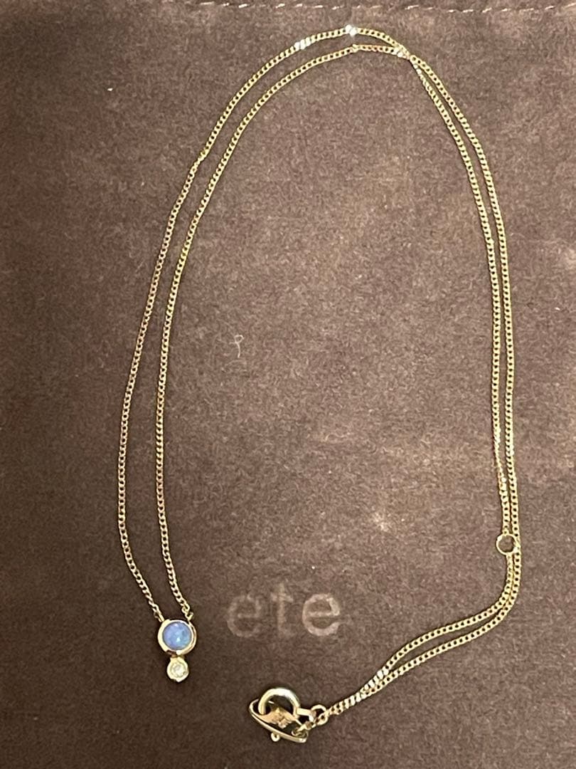 【美品】 ete K10YG オパールダイヤモンドネックレス/0.02ct